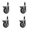 Service Caster 5'' Black Poly Swivel 1-1/8'' Expanding Stem Caster Set with Brake, 4PK SCC-EX20S514-PPUB-BLK-PLB-118-4 - alternate 1